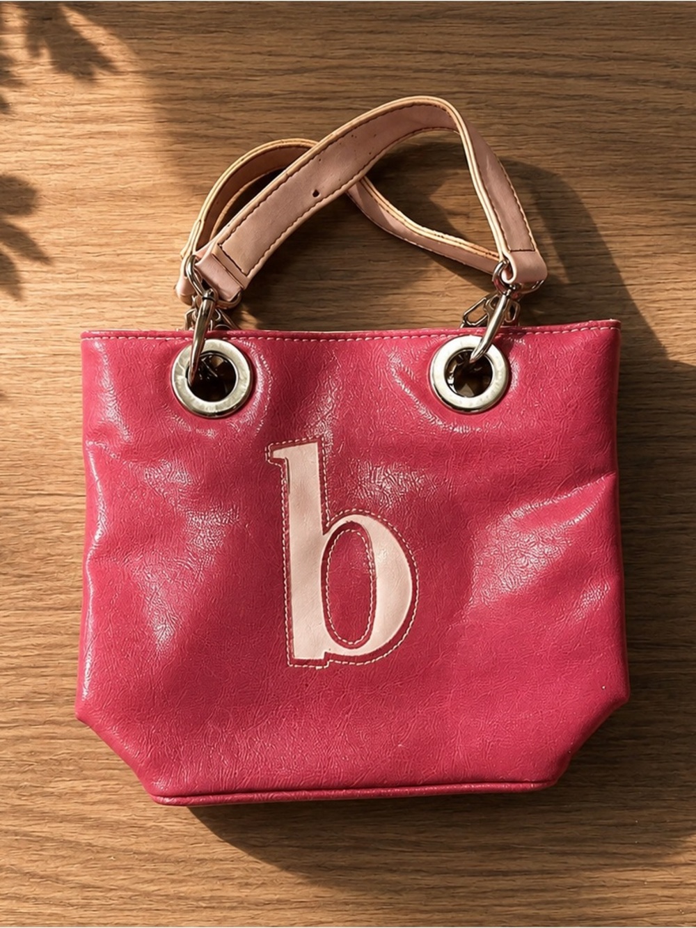 Pink Women's Tote Bag with 'b' Accent - Unbranded